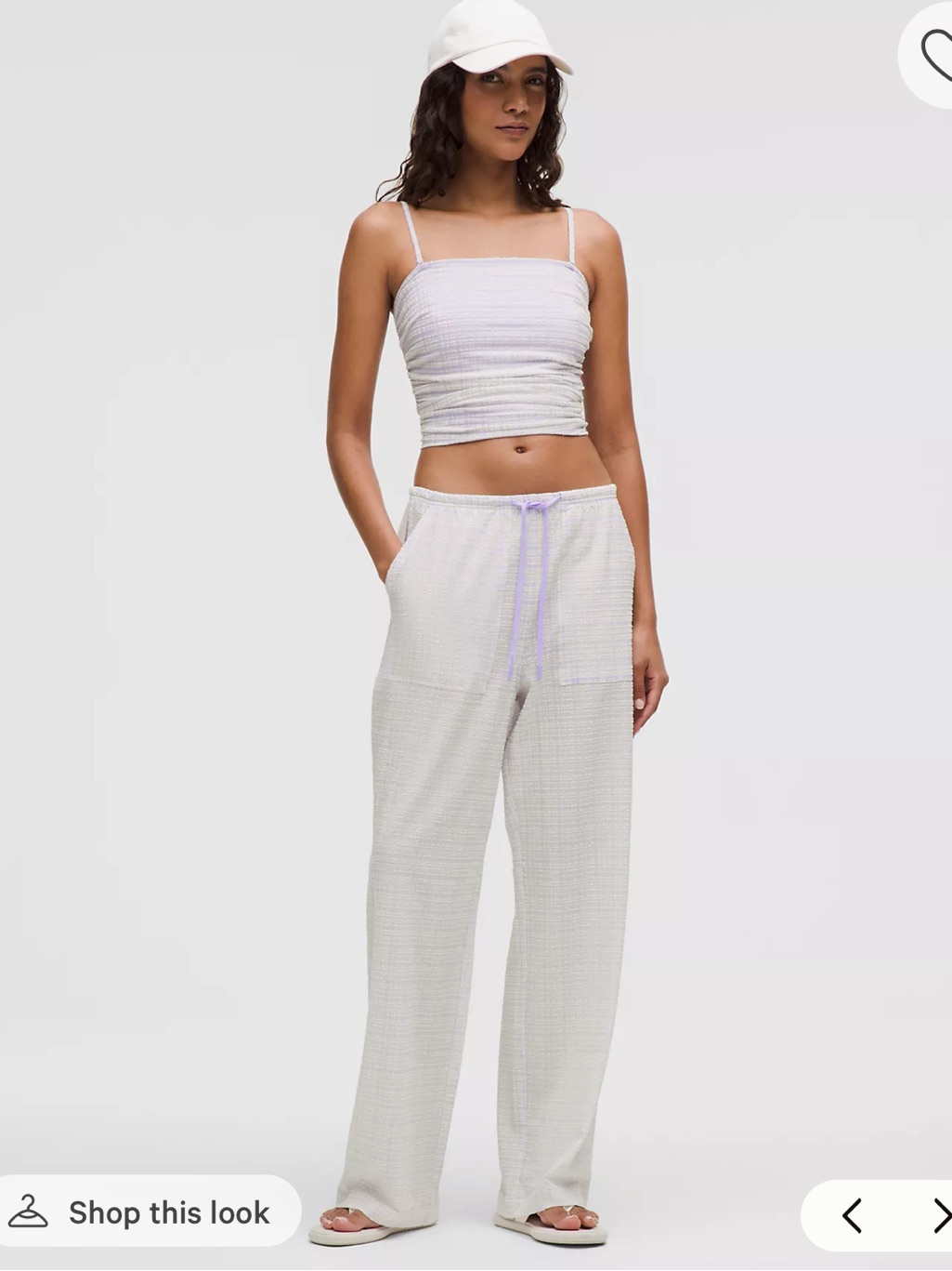 Lululemon Ruched Crop Tank With Wide-Leg Pants Set, Pants Size Xs/Top S, Euc